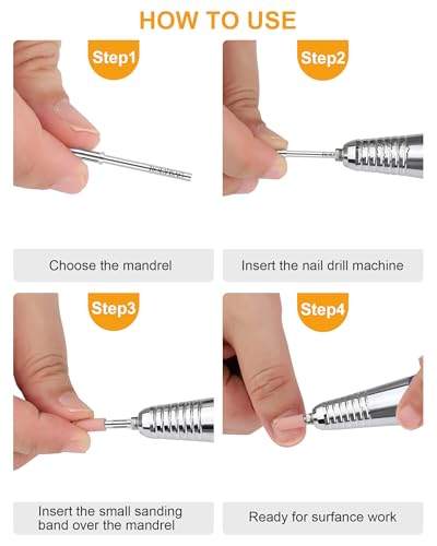 Rolybag Mandrel Nail Drill Bit for Sanding Bands 3/32 Inch 3 Pcs
