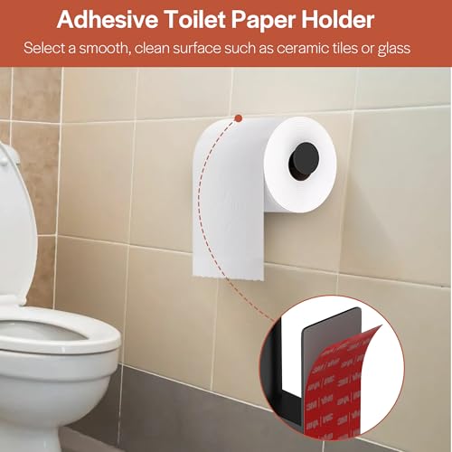 Empava Self-Adhesive Toilet Paper Holder Matte Black Ring, SUS 304 Stainless Steel
