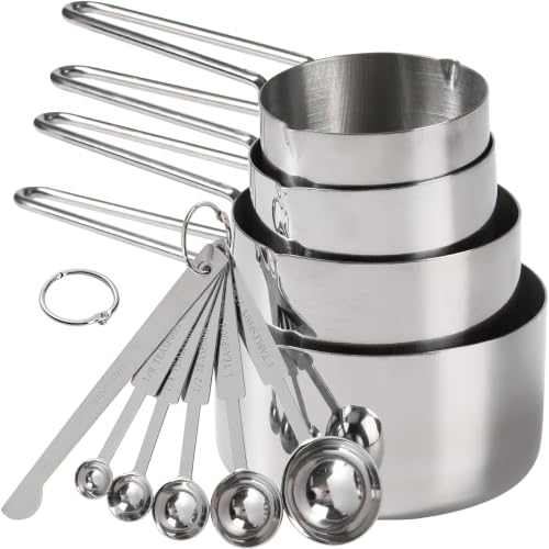 10-Piece Stainless Steel Measuring Cups and Spoons Set with Leveler