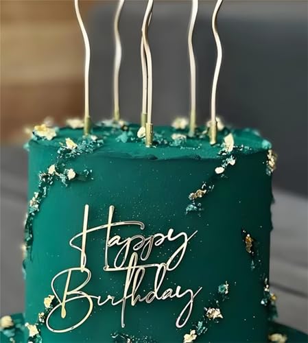 Elegant Gold Acrylic Happy Birthday Cake Topper for Any Celebration