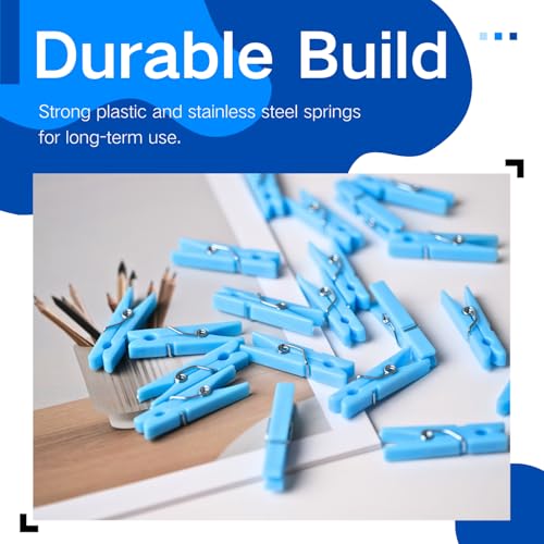 Mini Blue Clothespins 50 Pack for Photos, Decorations & Crafts - SIRORI Mini Blue 50