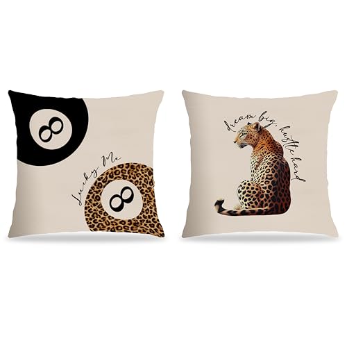 Leopard Cheetah Print Throw Pillow Covers 18x18 - Set of 2