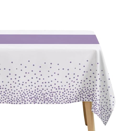 Lavender Purple Party Tablecloth Set - White & Purple Decorations