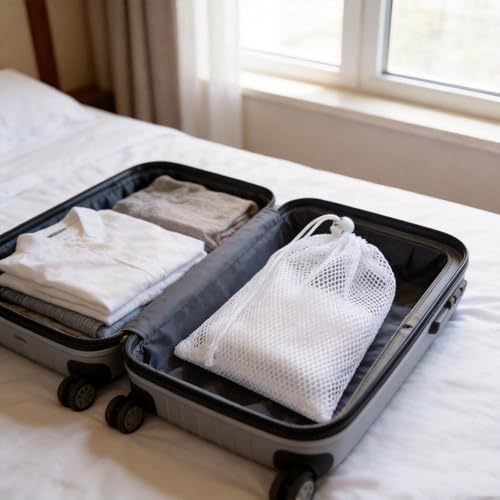 CIOCUHS 3 Pack Nylon Mesh Laundry Bags - Reusable Drawstring Storage, 12x18 inches