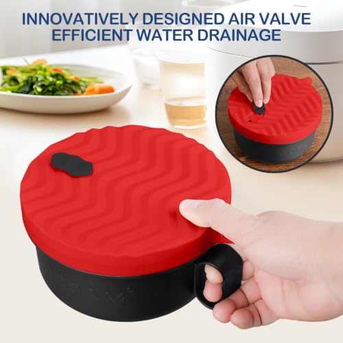 RORBAM 48 oz Microwave Ramen Cooker Bowl - BPA-Free Noodle Maker - Red
