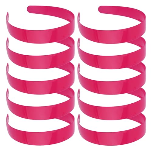 Wecoe 10pcs Rose Red 1-Inch Wide Plastic Headbands with Teeth for Women