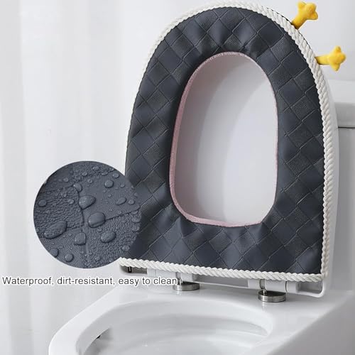 Plush Cotton Toilet Seat Cover with Warmer & Easy Lift Handle