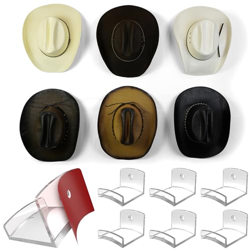 Adhesive Hat Hooks for Wall - Cowboy Hat Rack (6-Pack)