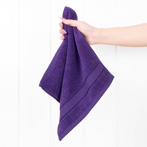 American Soft Linen Salem Purple Washcloth Set 4 Pack 13x13 Inch 600 GSM Cotton