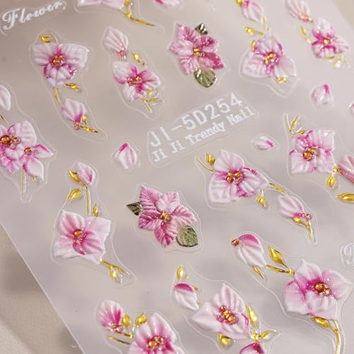 TailaiMei Gold Floral Nail Stickers Self-Adhesive Art Decals 4 Sheets