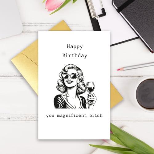 GVMGVM Funny Bad Bitch Birthday Card for Her - 8" 21st 25th 30th 40th for Bestie Sister Friend (Variation #8)