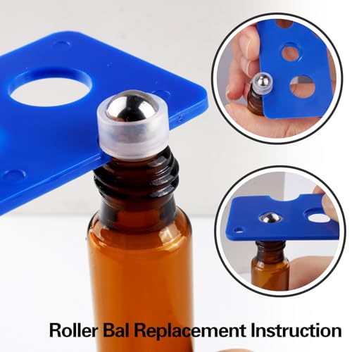 MixS Live 10ml Amber Glass Essential Oil Roller Bottles 5-Pack
