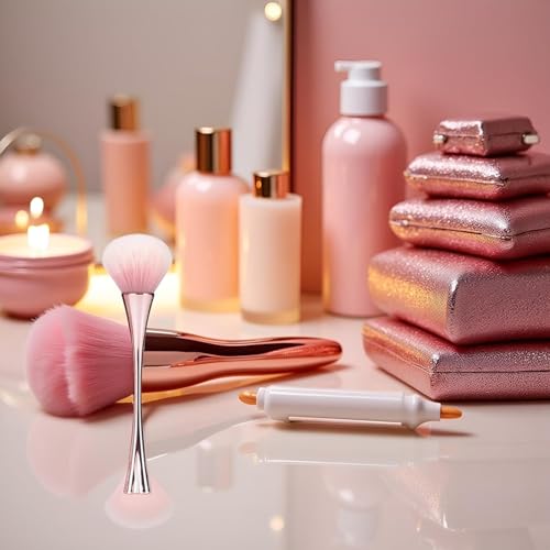 2Pcs Rose Gold Nail Dust Brush Soft Cleaner for Acrylic Nails Makeup