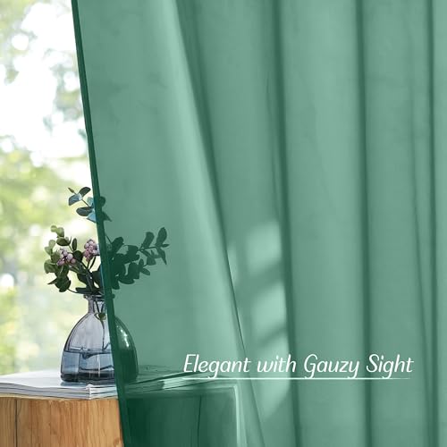 NICETOWN Green Sheer Curtains, Grommet Voile Window Panels (54"W x 84"L, 2-Pack)
