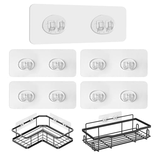 5 Pcs Shower Caddy Adhesive Replacement Hooks - Heavy Duty 40lb Capacity