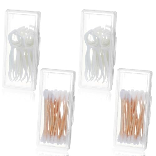 4-Pack Portable Cotton Swab Holders - Clear Travel Cases