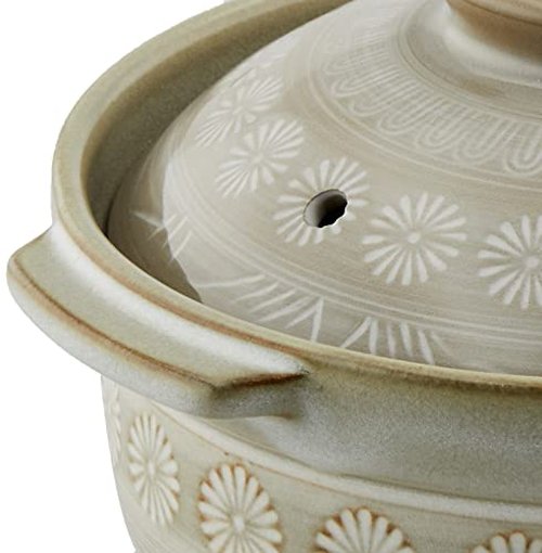 Banko Ware 21681 Ginpo Hanamishima Extra Deep Pot No. 6, For 1-2 People, Diameter 7.5 x Height 5.9 inches (19 cm) x Height 5.9 inches (15 cm), Direct Fire Compatible, Microwave Safe, Made in Japan