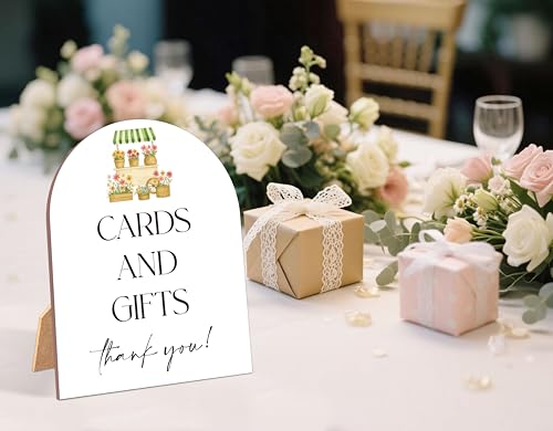 Cards and Gifts Bridal Shower Sign - 6x8 Inch Wooden Table Decor