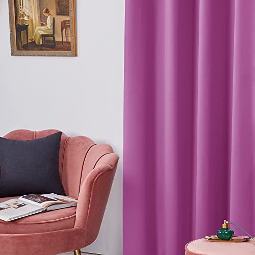 Deconovo Fuchsia Pink Blackout Curtain 42"W x 108"L - Insulated Door Panel