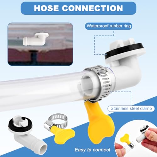 3Ft Universal Air Conditioner Drain Hose Kit with Connectors & Clamps - Clear, Yellow, Grey
