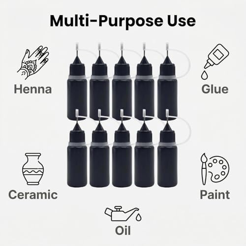 10 Pack 10ml Precision Tip Applicator Bottles with Metal Needle for Glue and Paint