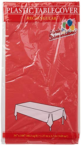 Party Dimensions Red Plastic Table Cover 54"x108" - 1 Pc