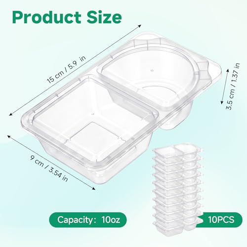 10-Pack 10oz Leakproof Snack Containers with Lids – 2 Compartment Meal Prep for Travel