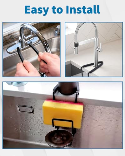 Black Sink Sponge Holder - Double Layer Kitchen Faucet Organizer