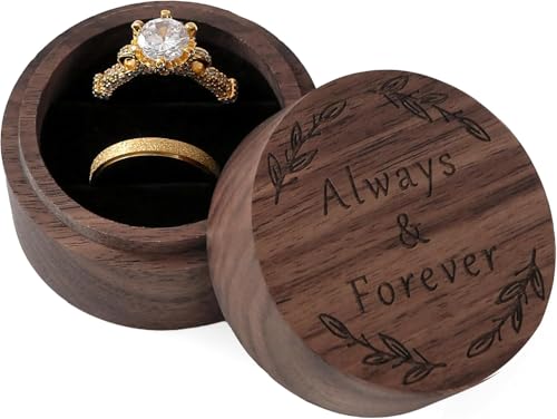 Always&Forever Wooden Ring Box for Wedding Ceremony and Engagement Proposal