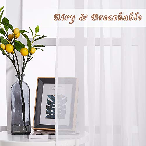 NICETOWN 84-inch Sheer Curtains - Ivory Voile Grommet Drapes, 70"W x 84"L