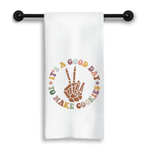 Gothic Skeleton Cookie Baking Towels - Decorative Hand Towels for Kitchen
