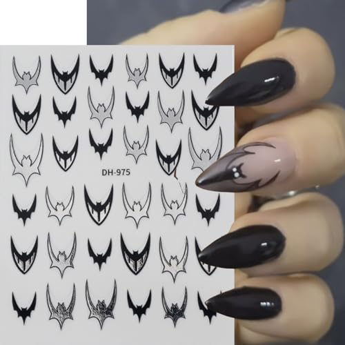 Bat Nail Stickers 6 Sheets Self-Adhesive Halloween Decals