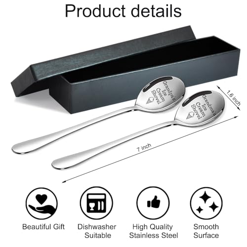 Funny Ice Cream Shovel Set for Grandparents - Small Engraved Spoon Pair, Birthday & Christmas Gift Variation L