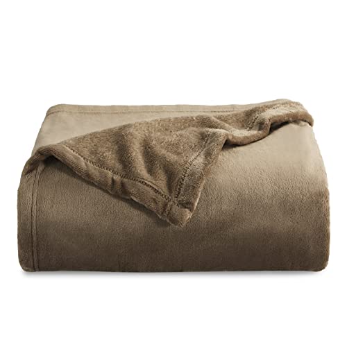 Bedsure Camel Fleece Throw Blanket 50x60 inches - Soft Lightweight Plush for Couch & Bed