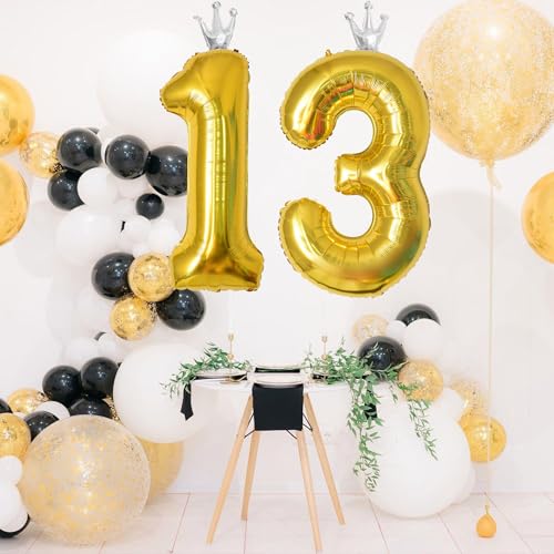 40 Inch Gold Number 3 Crown Balloon for 3rd Birthday & Weddings