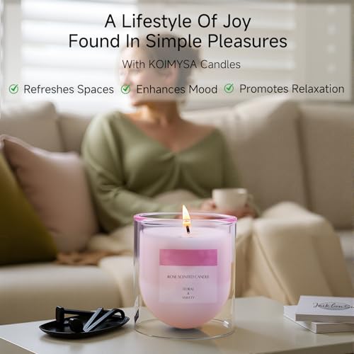 Rose Scented Candle – Hand-Poured Aromatherapy Gift in Glass Jar, 5.3 oz