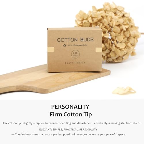 Eco-Friendly Bamboo Cotton Swabs 200pcs Biodegradable Double-Tipped Buds