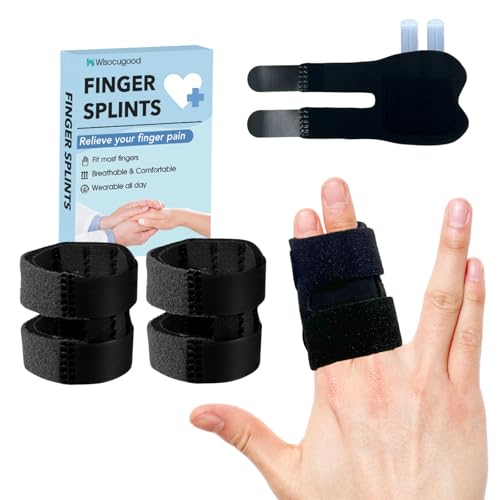 2Pcs Trigger Finger Splint with 2 Metal Bars, Thumb Finger Splint,Finger Brace,Fingers Straightening,Pain Relief,Arthritis,Suitable for double fingers,thumb, Index, Middle, Ring, Pinky Finger (Black)