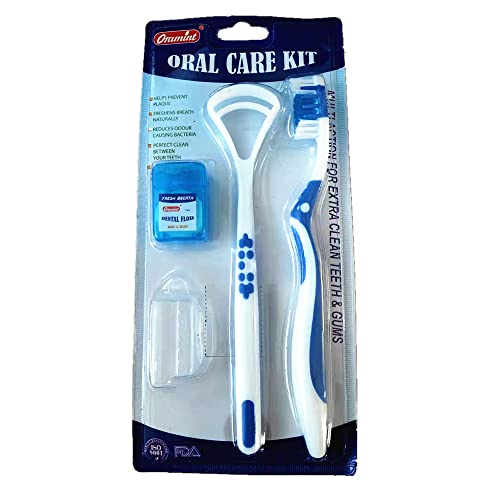 Sowsmile Oral Care Kit Teeth Cleaning Set with Toothbrush Flosser and Tongue Scraper 3-Piece