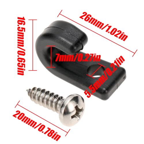12 Pcs Kayak J-Shaped Hook, Black Nylon Kayak Lashing Hook, Kayak Canoe Paddle Board Rowing Accessories with Self Tapping Screws