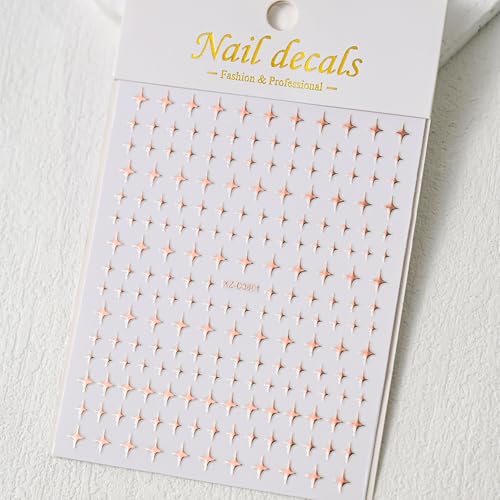 Star Nail Stickers 6 Sheets 3D Self Adhesive Gold Silver Decals