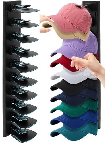Cerpourt Black Wall Hat Rack Organizer Holds 20 Baseball Caps & Hats
