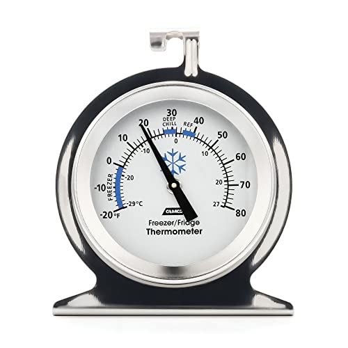 Camco Refrigerator Freezer Thermometer - Durable Stainless Steel