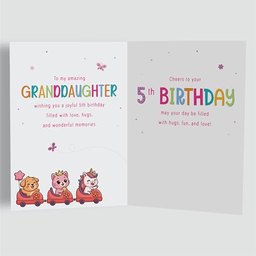 5th Birthday Card for Granddaughter - Rollercoaster Theme A5 Greeting Card