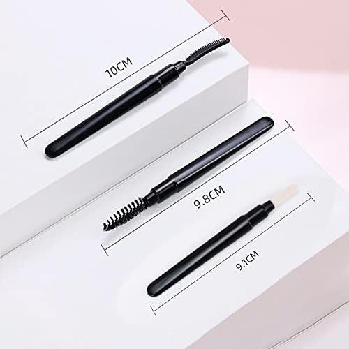 Ksvsonrvi 3-Piece Mini Makeup Brush Set with Caps, Portable Travel Eyebrow, Eyelash and Lip Brushes