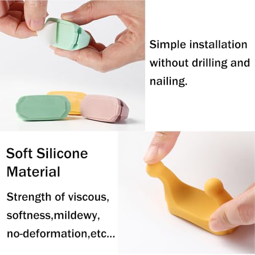 Adhesive Silicone Hooks - 6 Pcs Multi-Function Wall Mount Holders for Towels, Keys, Cables