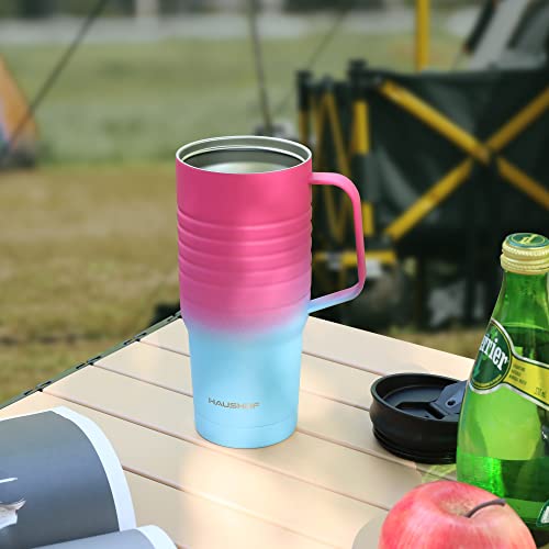 24 oz Travel Mug with Handle - Stainless Steel Vacuum Insulated Coffee Cup, Leakproof Lid, BPA-Free, Sorbet