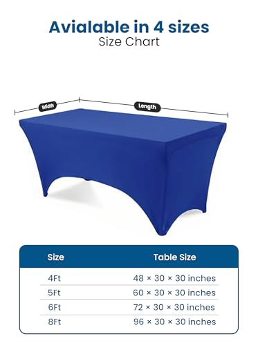Utopia Kitchen 8FT Spandex Table Cloth - 2 Pack, Royal Blue