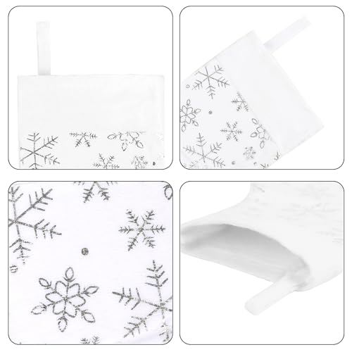 Mini Christmas Stockings with Snowflake Design - Silver, 8.2 Inches, Pack of 12