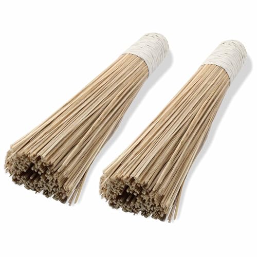 Kyuionty 12-Inch Natural Bamboo Wok Brush - 2 Pack Flat Head Pot Scrubber